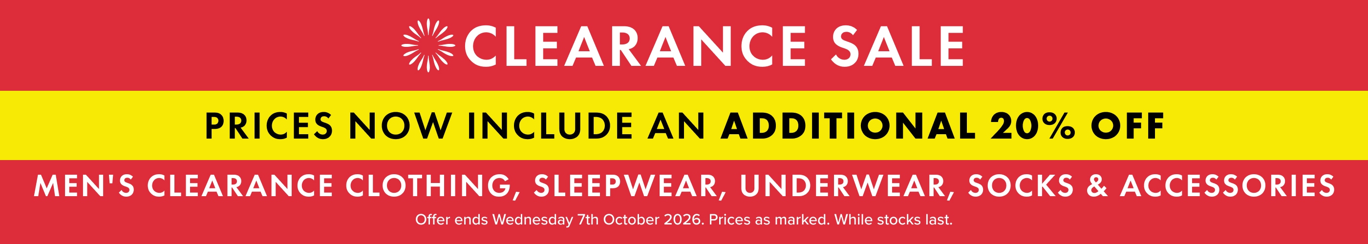 Additional 20% OFF Men's Clearance Clothing, Sleepwear, Underwear, Socks & Accessories