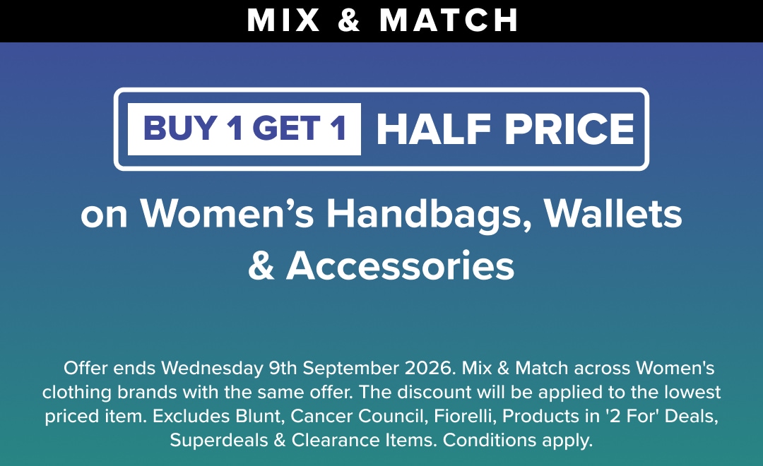 Buy 1 Get 1 Half Price on Women's Handbags, Wallets & Accessories