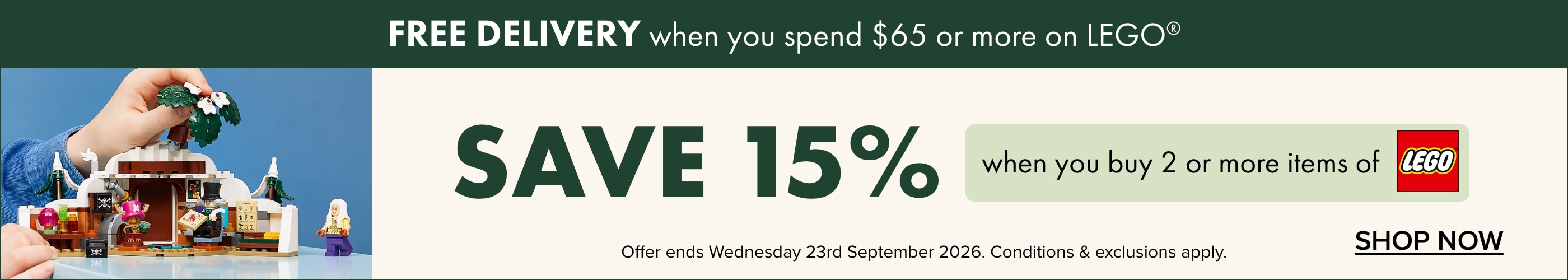 SAVE 15% when you buy 2 or more items of LEGO®