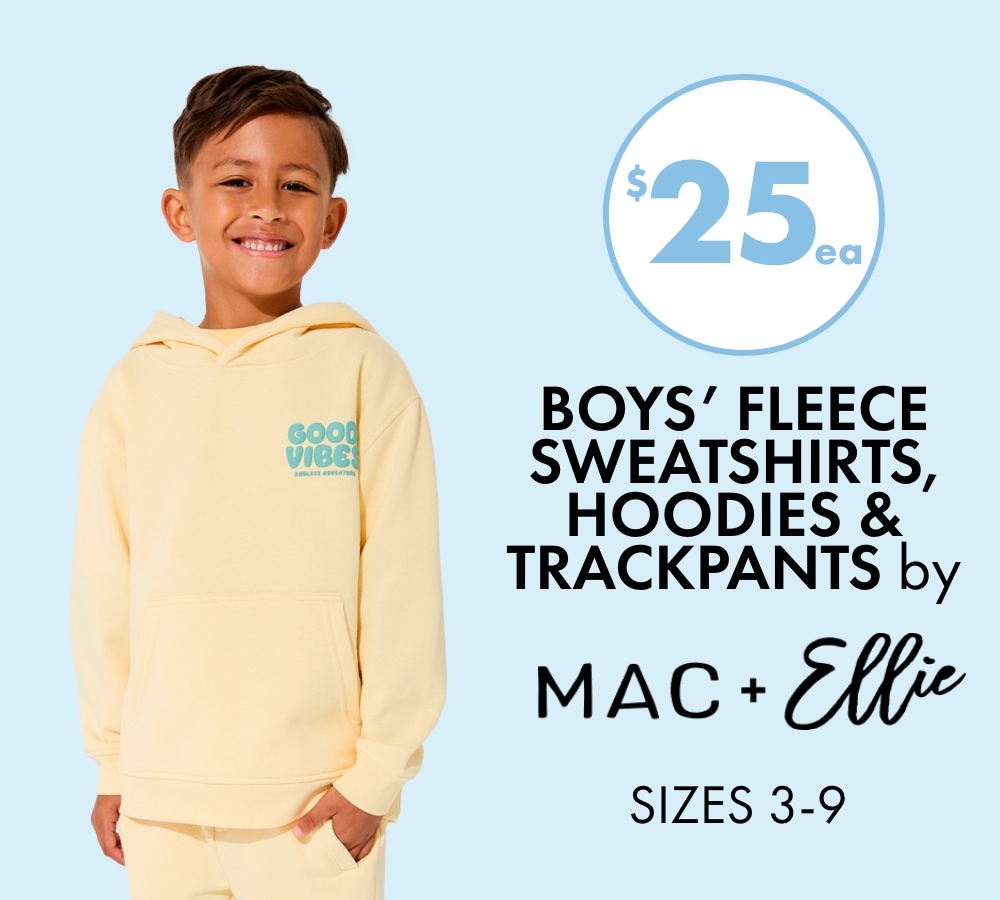 $25ea Boys' Fleece Sweatshirts, Hoodies & Trackpants by Mac & Ellie