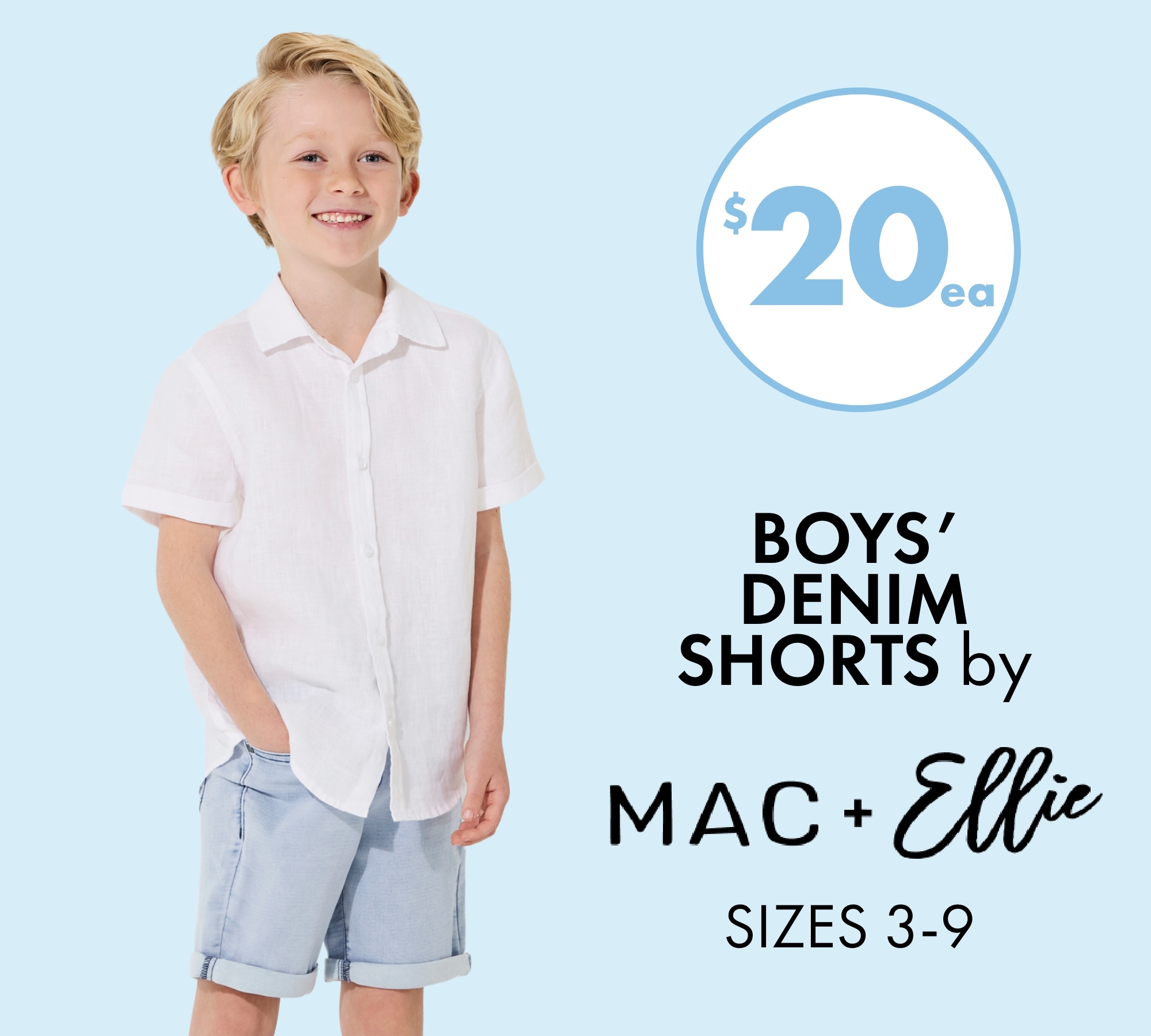 $20ea Boys' Denim Shorts by Mac & Ellie