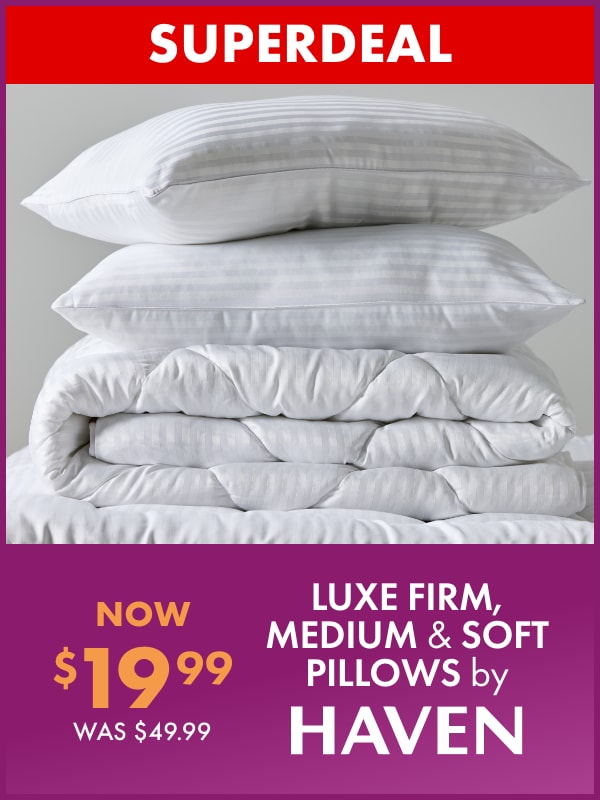 NOW $19.99 Luxe Firm, Medium & Soft Pillows by Haven