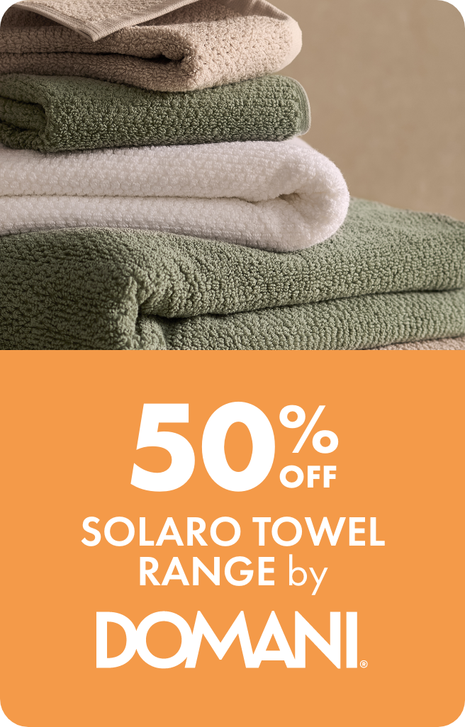 50% OFF Solaro Towel Range by Domani
