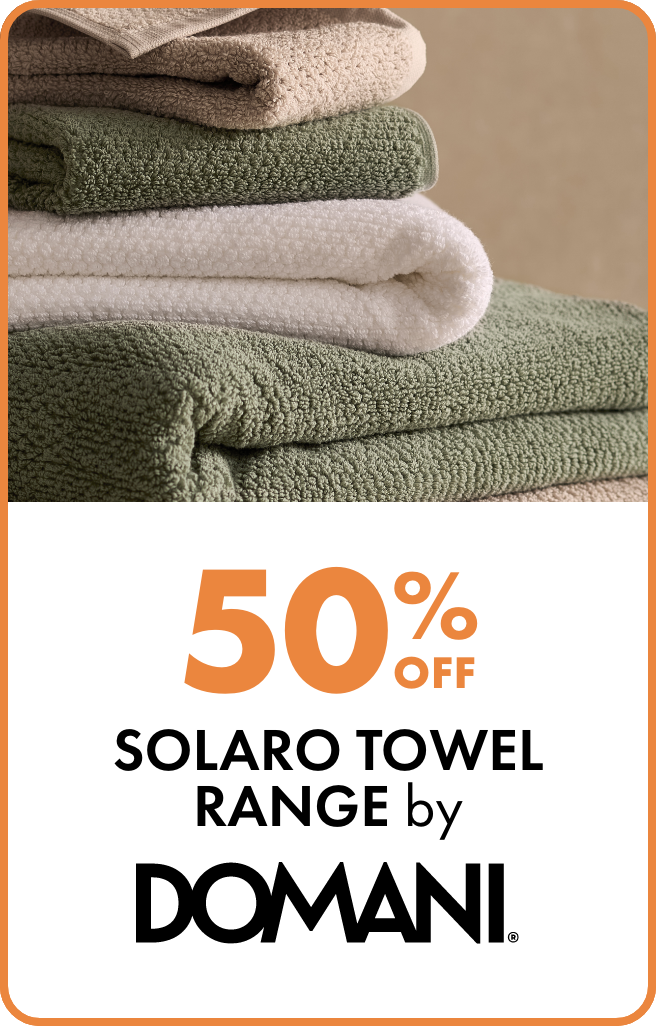 50% OFF Solaro Towel Range by Domani
