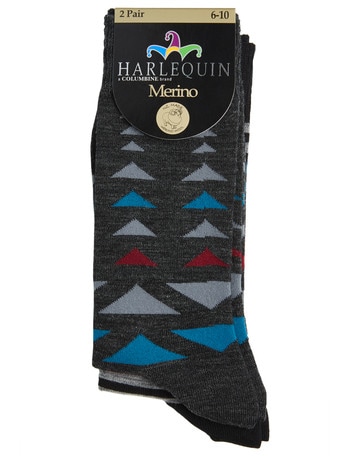 Harlequin Merino Blend Triangle & Stripe Dress Sock, 2-Pack product photo