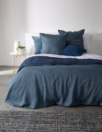 Haven Bed Linen Melange Linen Duvet Cover Set, Blue product photo