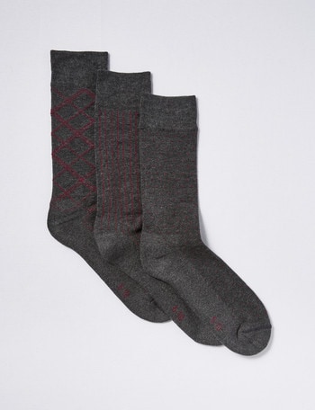 Harlequin Cotton Blend Cushion Foot Sock, 3-Pack, Grey Marle product photo