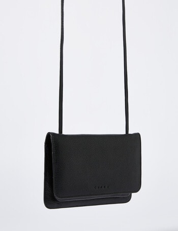 Carte Leather Small Flap Cross-Body Bag, Black product photo