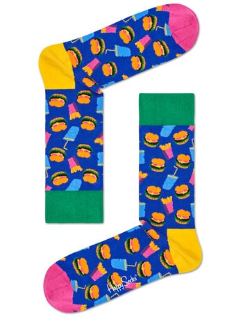 Happy Socks Cotton-Blend Sock, Hamburger, Blue product photo