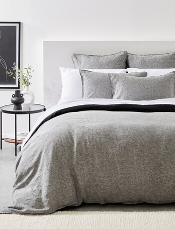 Haven Bed Linen Melange Linen Duvet Cover Set, Charcoal product photo