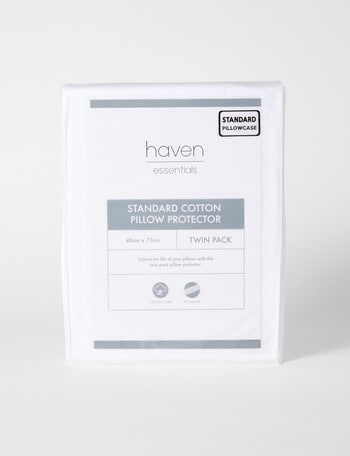 Haven Essentials Standard Cotton Pillow Protector, Twin Pack product photo