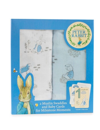 Peter Rabbit Peter Rabbit Cloud Muslin Wrap & Card Set, Blue, 2-Piece product photo
