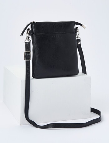 Carte Leather Front Pocket Crossbody Bag, Black product photo