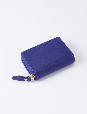 Carte Leather Small Zip Wallet, Cobalt product photo