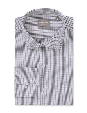 Van Heusen Mini Check Long Sleeve Tailored Shirt, Brown product photo