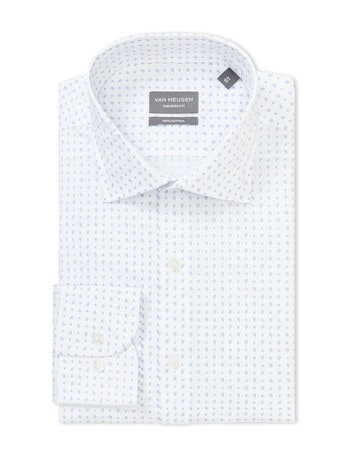 Van Heusen Floral Mid Check Long Sleeve Tailored Shirt, White & Blue product photo
