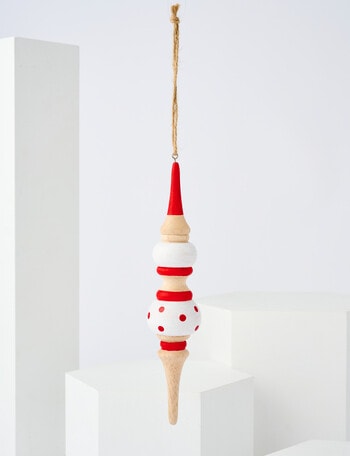 Home Of Christmas Wooden Finial, 20cm, Red & White product photo