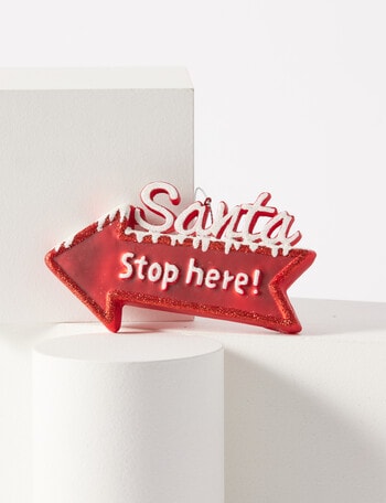 Home Of Christmas Glass Santa Sign, Red product photo