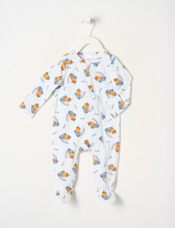Teeny Weeny Sleep Fox Sleepsuit, Blue product photo