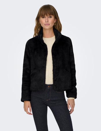 ONLY Newvida Faux Fur Jacket, Black product photo