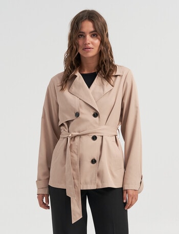 ONLY Chloe Short Trenchcoat Double Breasted Trench Coat, Tannin product photo