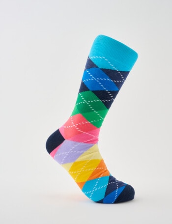 Mazzoni Argyle Cotton-Blend Dress Sock, Rainbow product photo