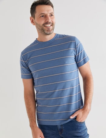 Chisel Ultimate Crew Neck Stripe Tee, Blue product photo