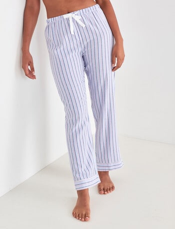Whistle Sleep Stripped Flannel PJ Pant, Blue & White product photo