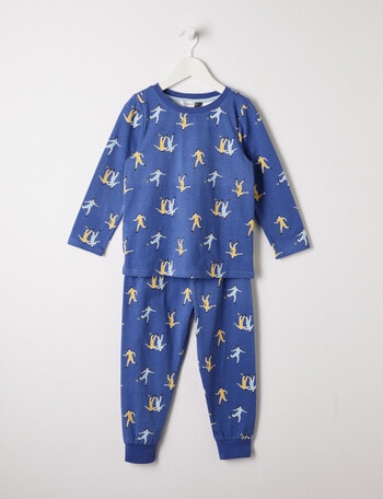 Sleep Mode Football Knit Long Pyjama Set, Blue product photo