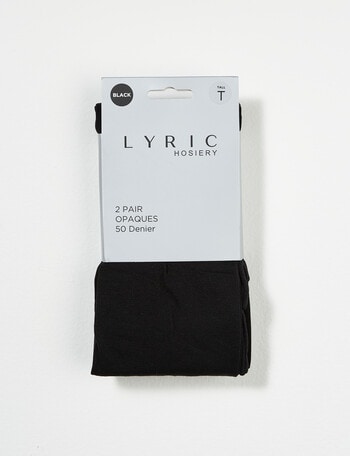Lyric Opaque Tights, 50D, 2-Pack, Black product photo