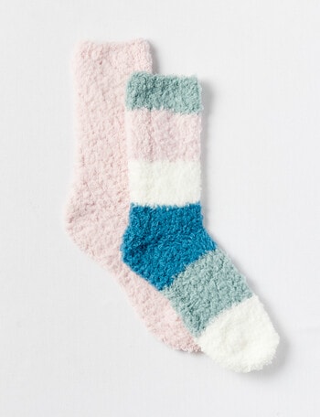 Simon De Winter Fluffy Yarn Strips Home Socks, 2-Pack, Blush product photo
