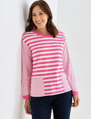 Line 7 Stripes Process Top, Pink & White product photo