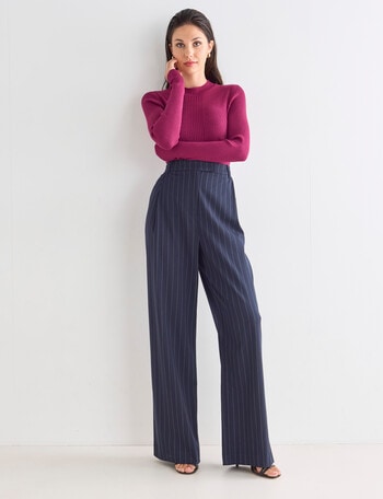 Whistle Pinstripe Man Style Pant, Navy product photo