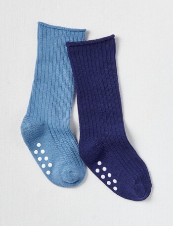 Simon De Winter Rib Knee High Socks, 2-Pack, Blue product photo