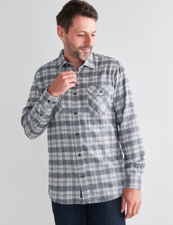 Chisel Long Sleeve Flannel Shirt, Grey Marle product photo
