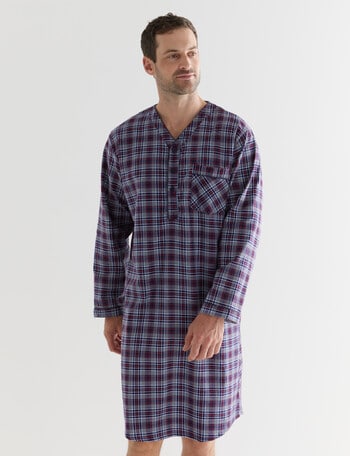 Chisel Check Flannel Nightshirt, Navy, Red & White product photo
