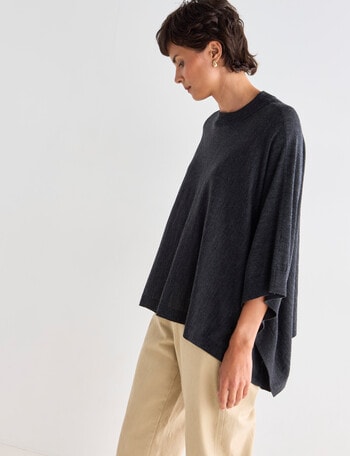 Jigsaw Merino Drape Sweater, Charcoal Marle product photo