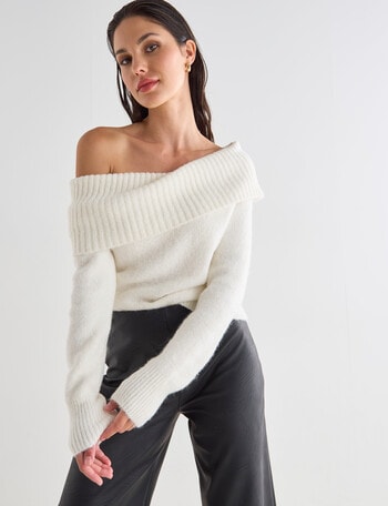 Whistle Long-Sleeve Cowl Neck Jumper, Winter White product photo
