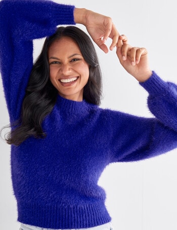 Zest Fluffy Knit Jumper, Vivid Blue product photo