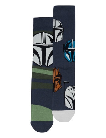 Licensed Star Wars Mandalorian Crew Socks, 2-Pack, Black product photo