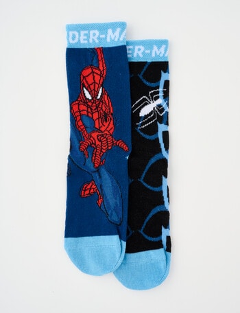 Licensed Marvel Spider Man Crew Sock, 2-Pack, Navy Blue product photo
