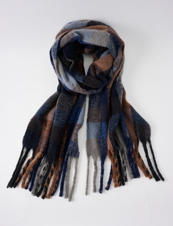 Boston + Bailey Check Blanket Scarf, Browns & Blues product photo