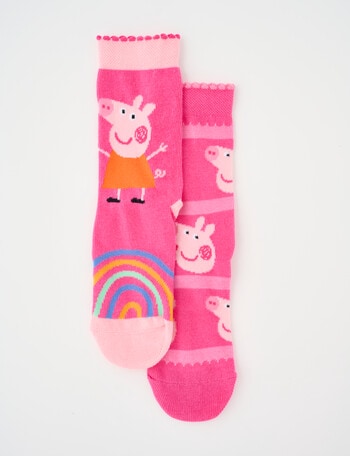 Licensed Peppa Pig Rainbow Crew Sock, 2-Pack, Pink product photo