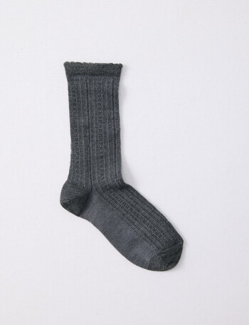 Columbine Texture Merino Crew Sock, Dark Grey product photo