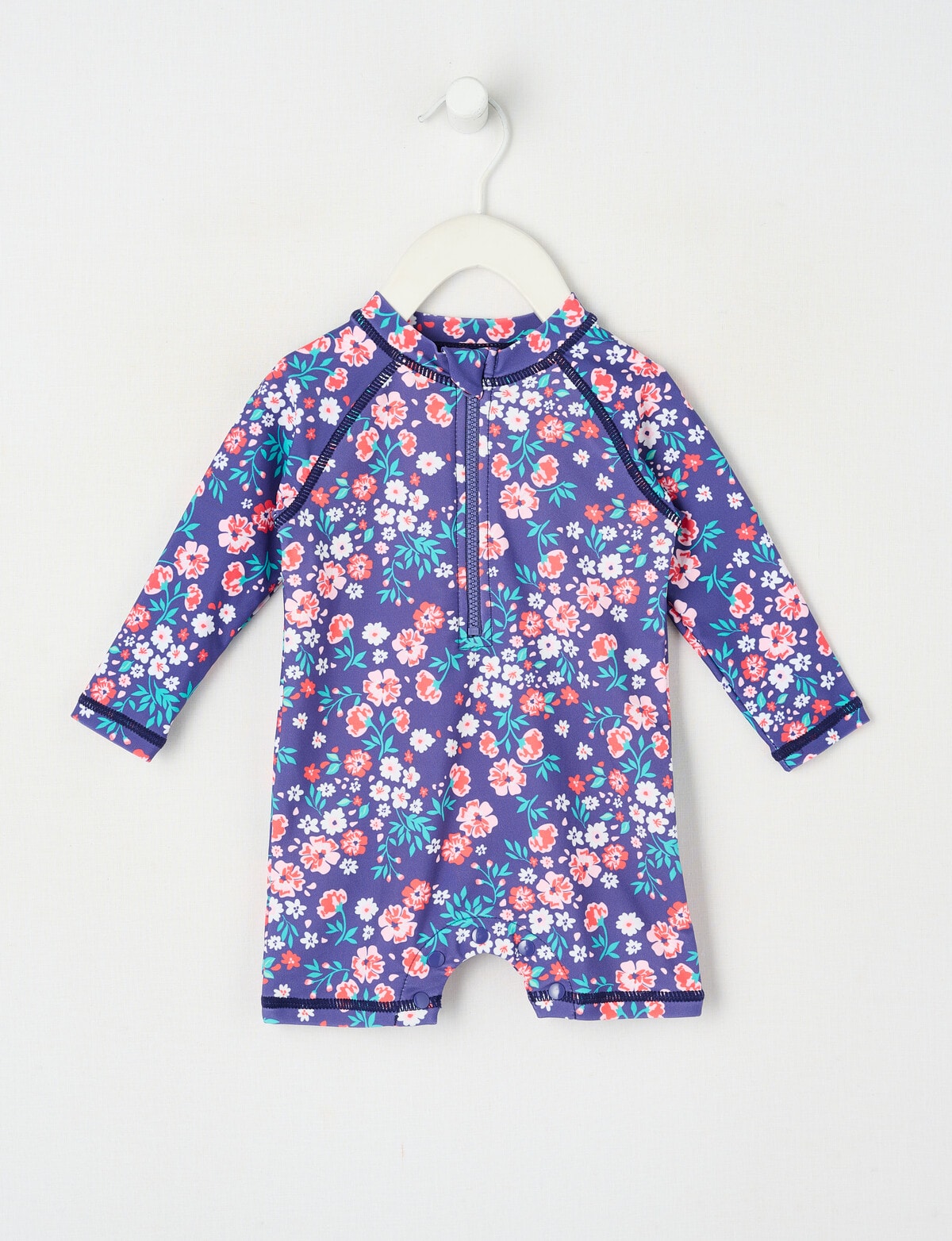 Teeny Weeny Ditsy Flower Long-Sleeve Rashsuit, Navy