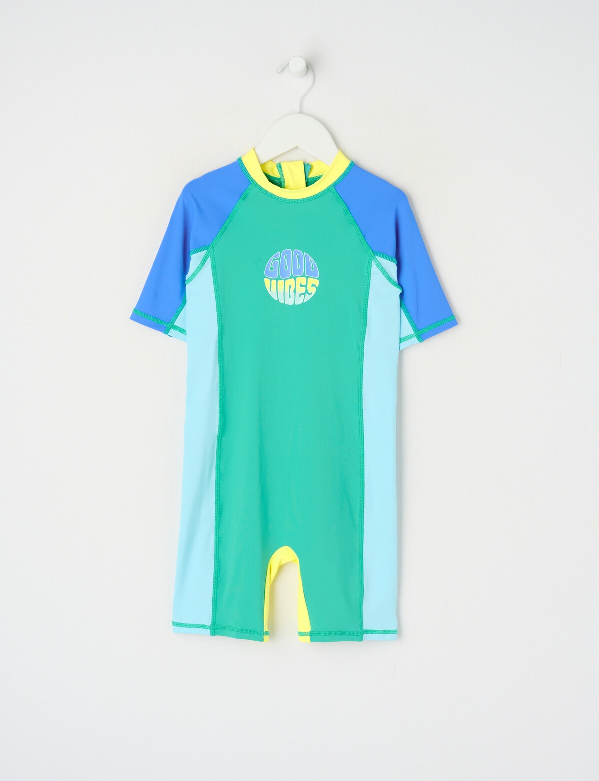Wavetribe Colour Block Rash Suit, Green